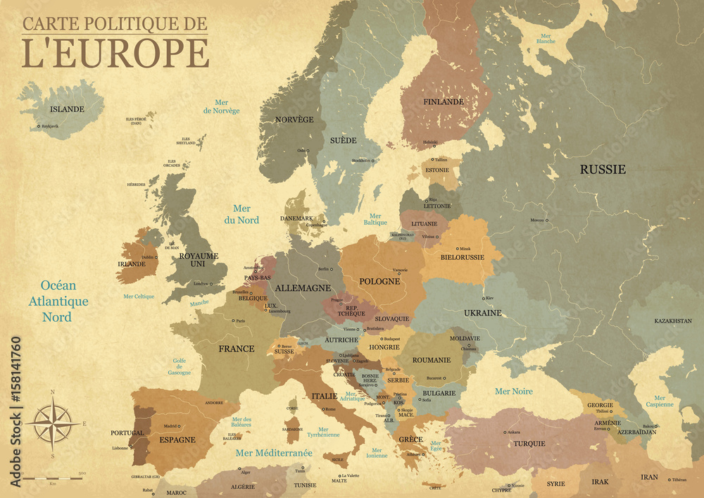 Kolonialna mapa Europy na płótnie w stylu vintage, idealna do wnętrz