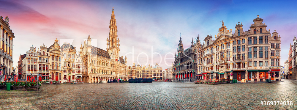 Obraz na płótnie panorama Grand Place Belgia | Obraz na płótnie w salonie