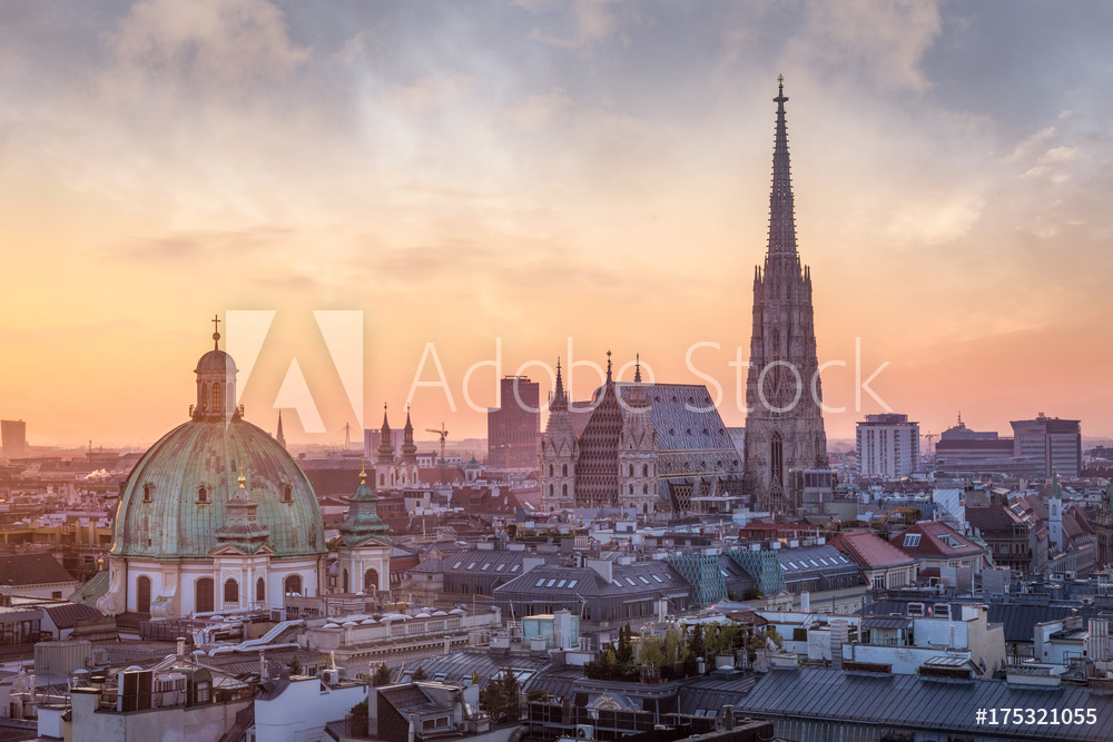 Obraz na płótnie Vienna Skyline with St. Stephen's Cathedral, Vienna, Austria w salonie