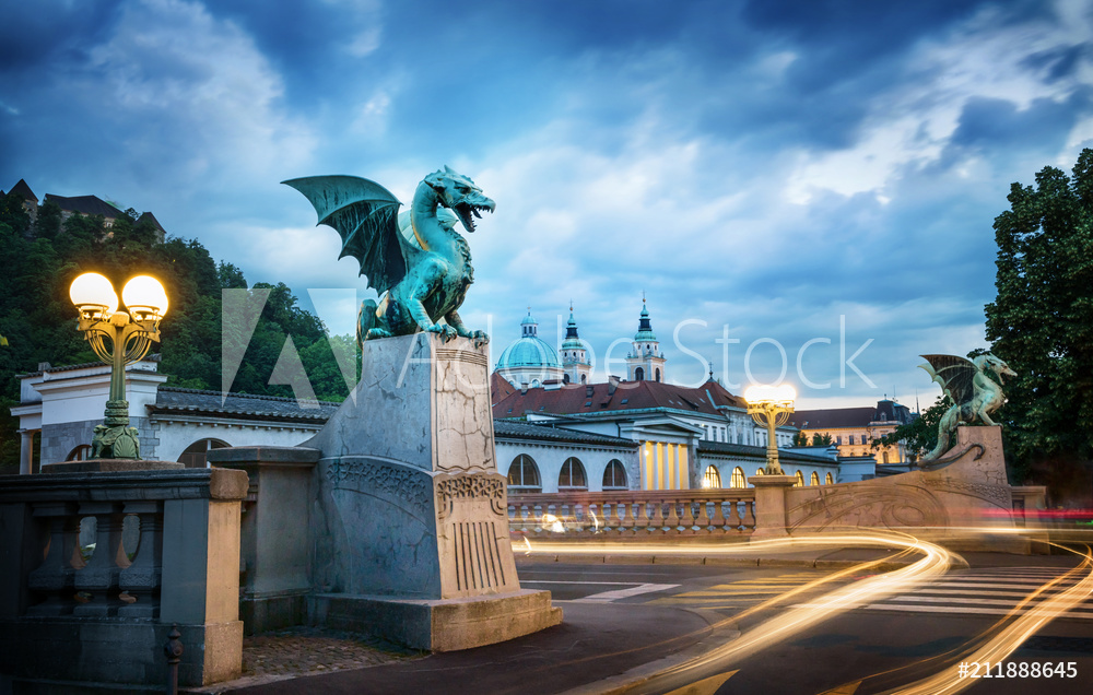Obraz na płótnie Dragon bridge - smoczy most Ljubljana | fotoobraz w salonie