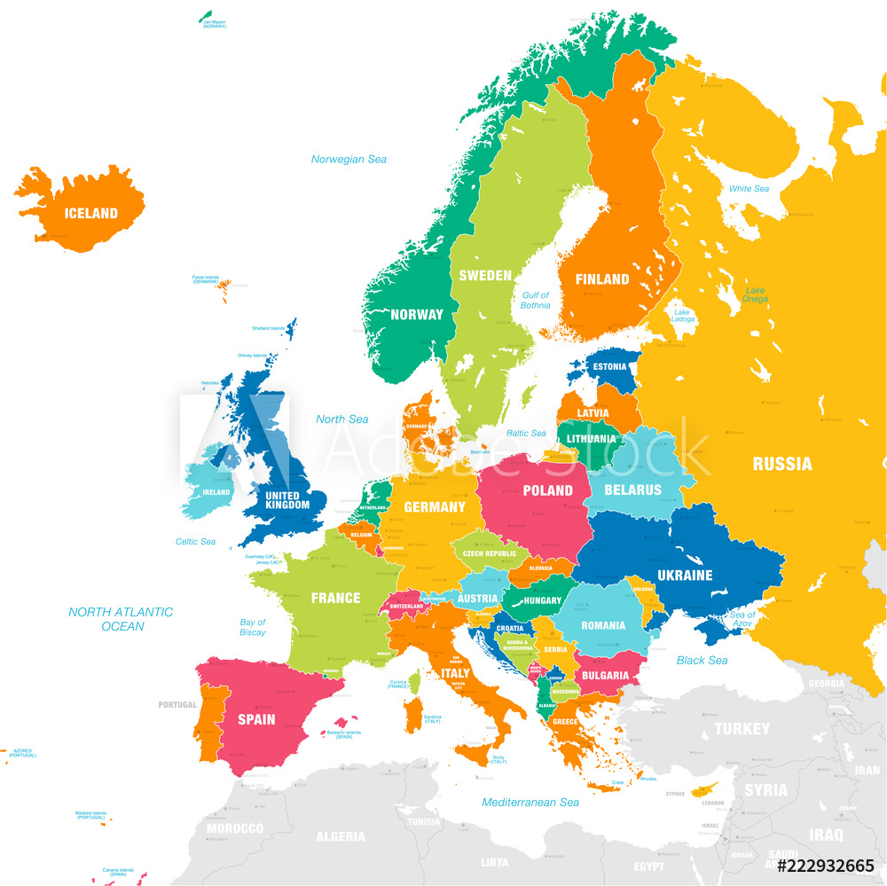 Obraz na płótnie Colorful Vector map of Europe w salonie