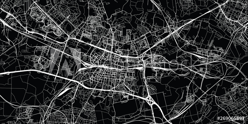 Obraz na płótnie Urban vector city map of Katowice, Poland w salonie