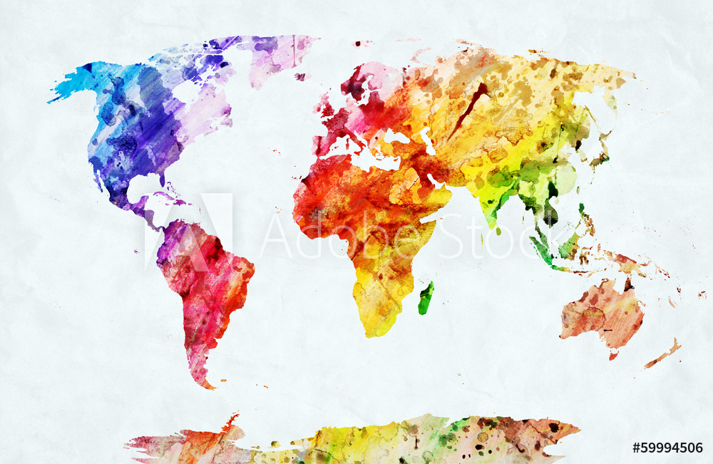 Obraz na płótnie Kolorowa mapa świata | fotoobraz w salonie