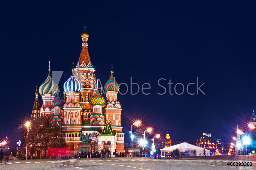 Katedra św. Bazylego w Moskwie zdjęcie nocne | fotoobraz
