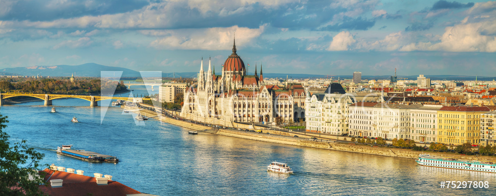 Obraz na płótnie Panorama Budapesztu i Dunaju | Obraz na płótnie w salonie