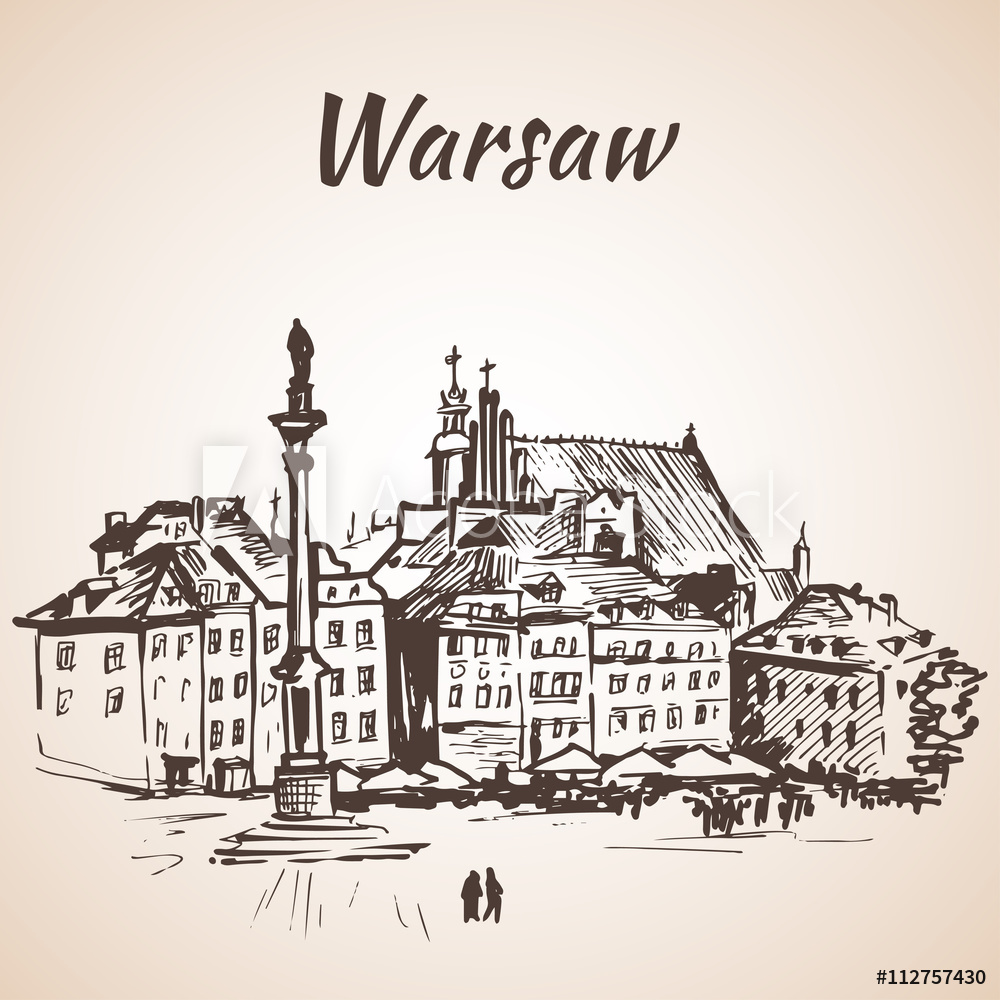 Obraz na płótnie Szkic Warszawy | Obraz na płótnie w salonie