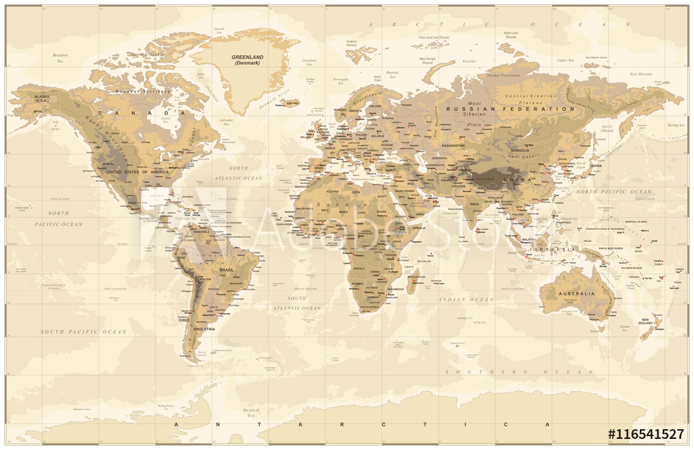 Obraz na płótnie Klasyczna mapa świata w salonie