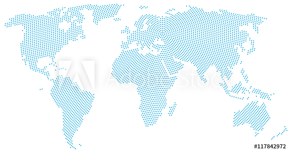 Obraz na płótnie Mapa świata z punktów w salonie