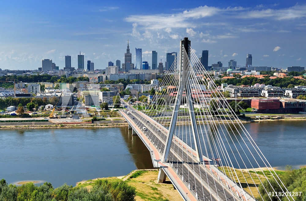 Obraz na płótnie Most Świętokrzyski łączący Pragę Północ i Powiśle | Obraz na płótnie w salonie