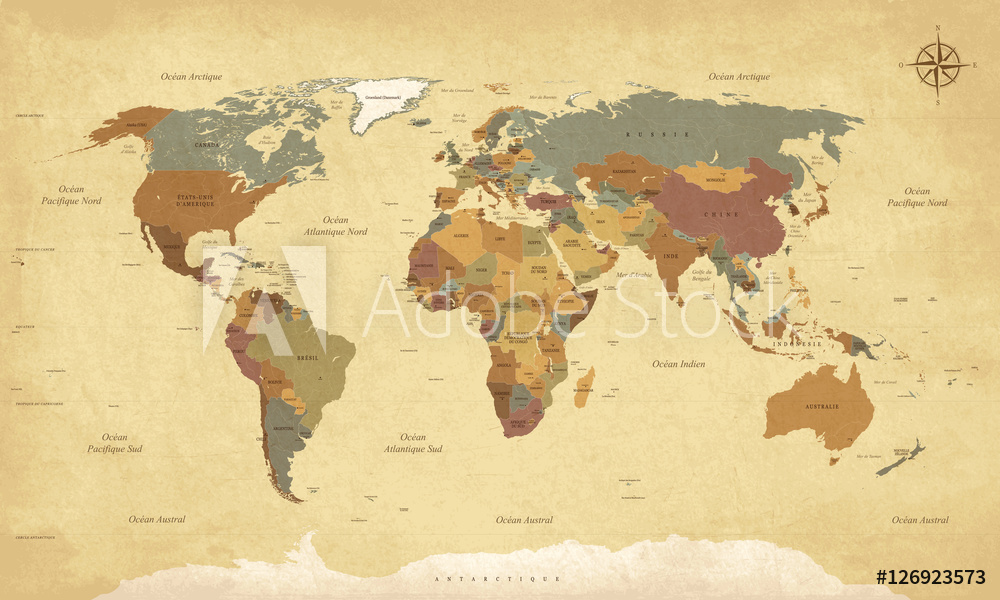 Obraz na płótnie Mapa świata w salonie
