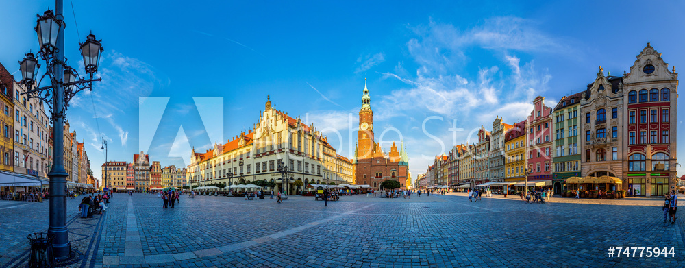 Obraz na płótnie Panorama rynku Wrocław w salonie