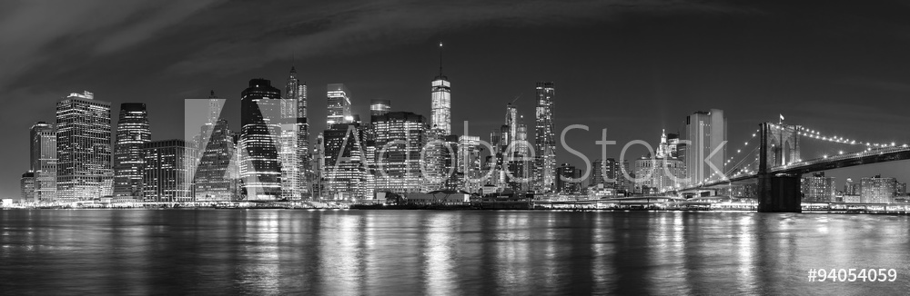 Obraz na płótnie Czarno-biała panorama Nowego Jorku w salonie