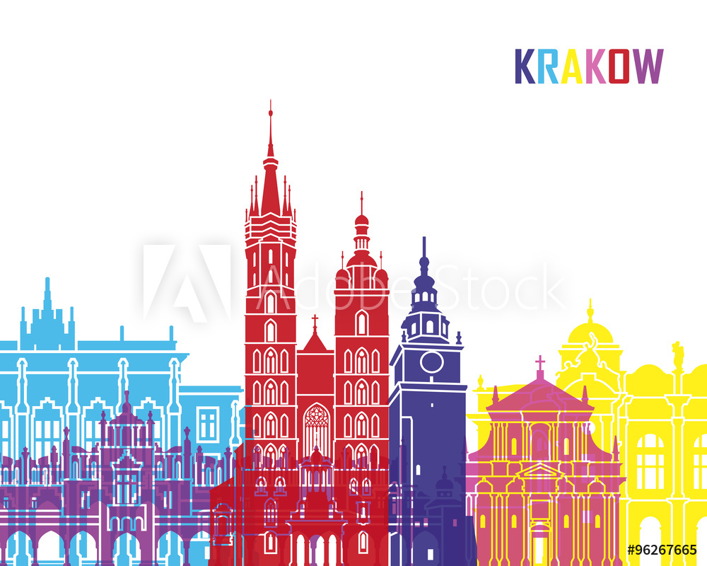 Obraz na płótnie Kraków, kolorowe miasto w salonie