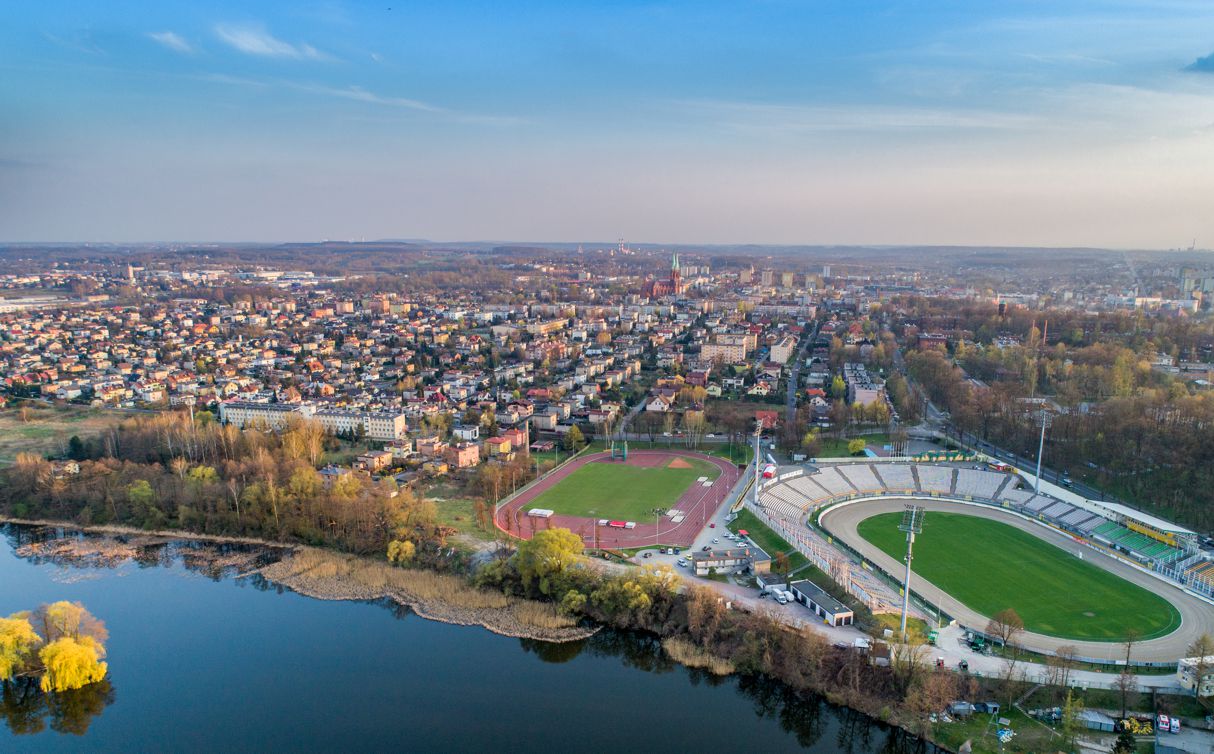 Obraz na płótnie Panorama Rybnika - stadion ROW | fotoobraz w salonie