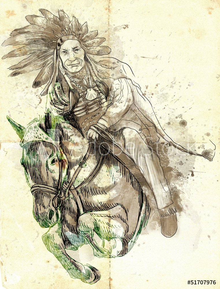Rysunek indianina na koniu